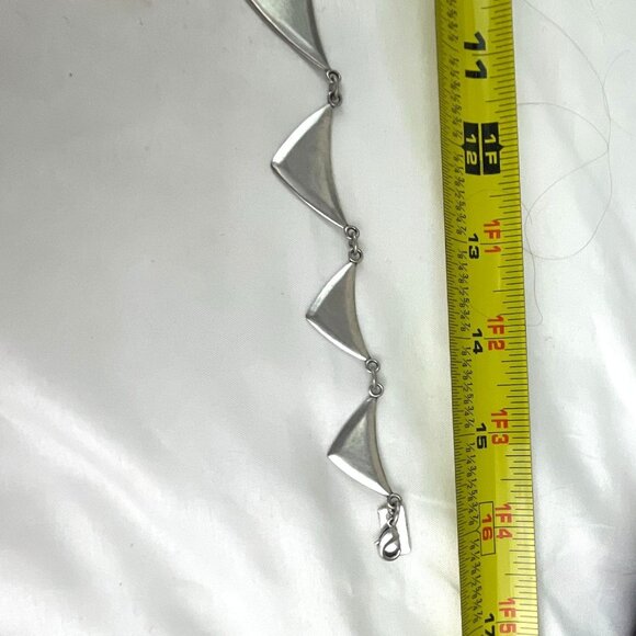 American Eagle Silver-Tone Geometric Necklace Inlaid Abalone Triangle Design - Picture 6 of 6